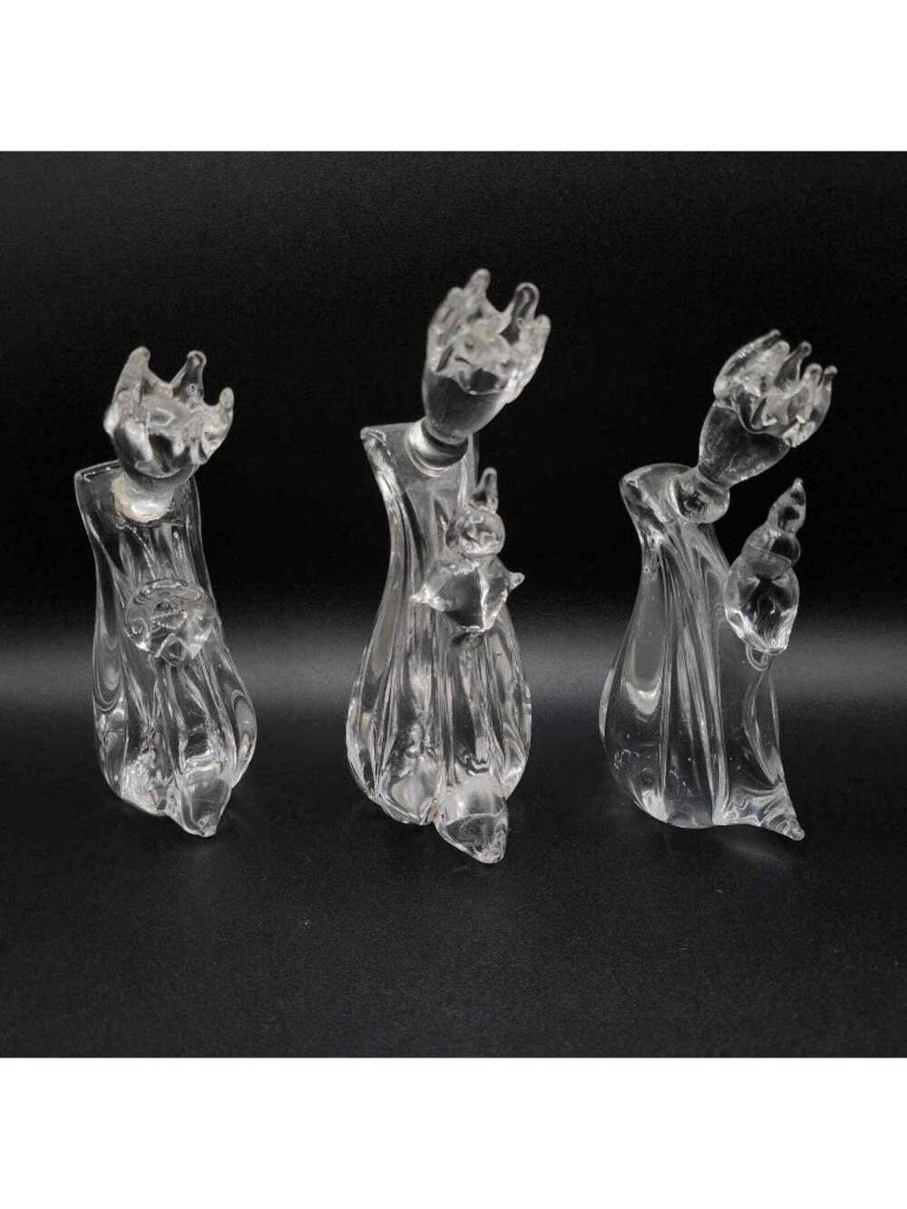Enesco Three Kings Clear Glass Vintage Figures Set Of 3